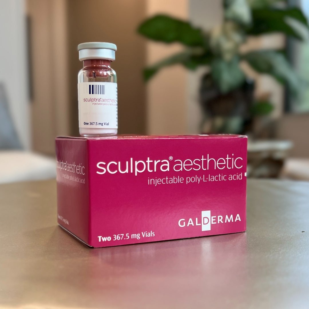 Sculptra Aesthetic product — vial and box, FDA-approved collagen stimulator at New Age Medspa Anchorage