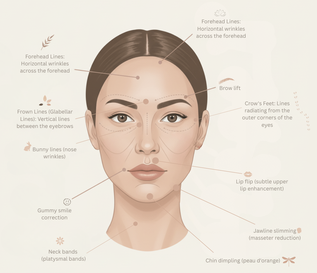 graphic of botox botox placement in