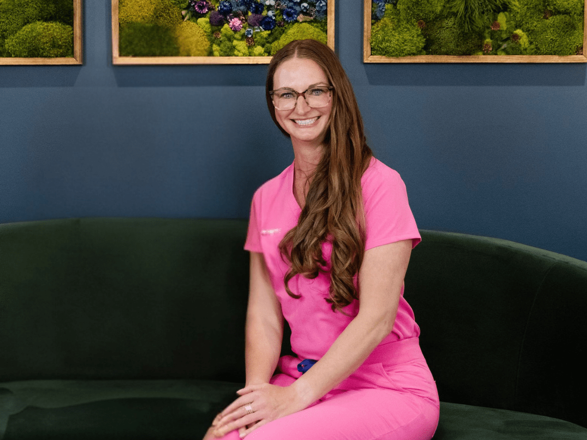 Brie Freckleton seated at New Age Medspa Anchorage