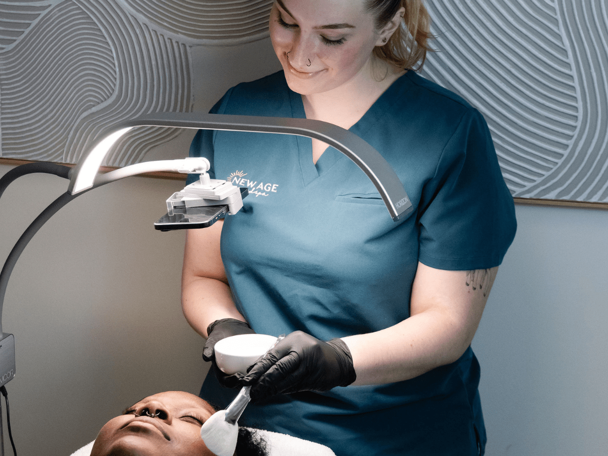 Kassidy O'Connell performing a medical facial at New Age Medspa in Anchorage